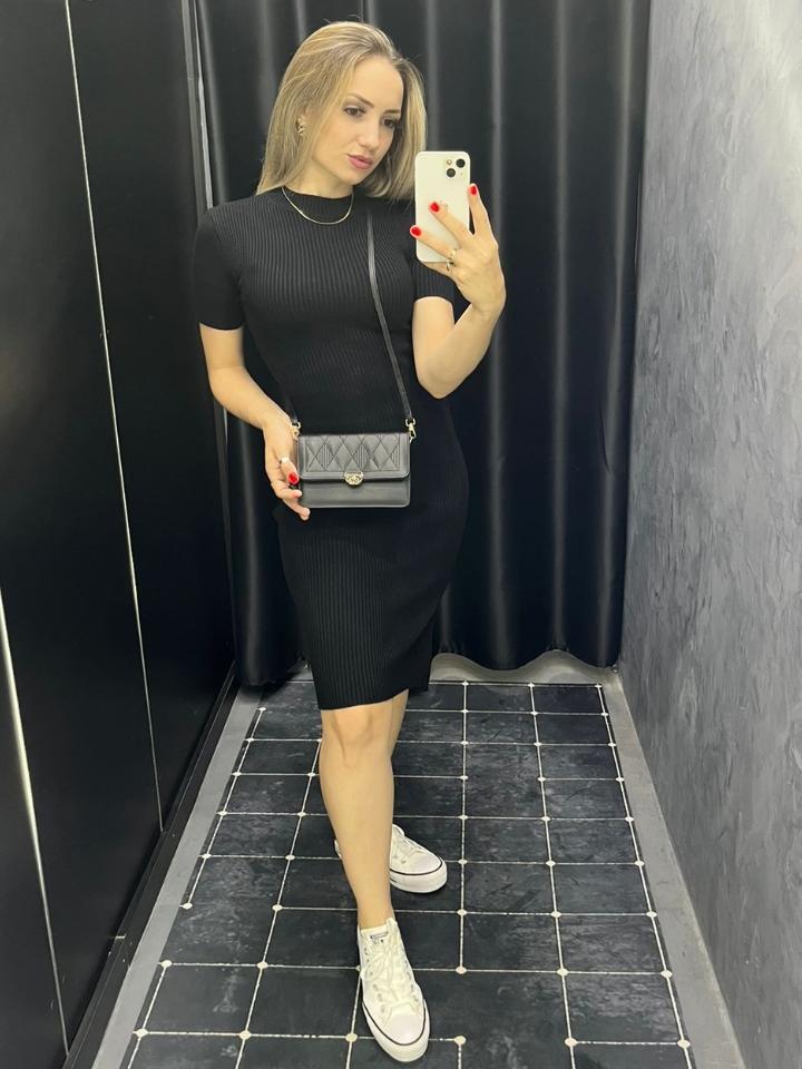 vestido modal preto